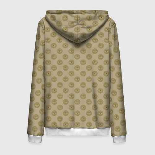 Мужская толстовка на молнии Паттерн глаз с растительным орнаментом на бежевом / 3D-Белый – фото 2