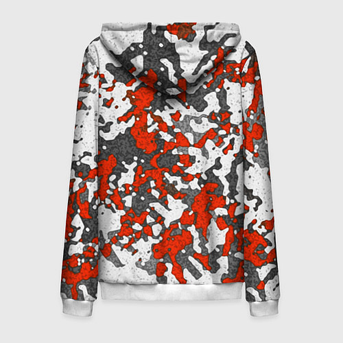 Мужская толстовка на молнии Абстракция серо-красная / 3D-Белый – фото 2