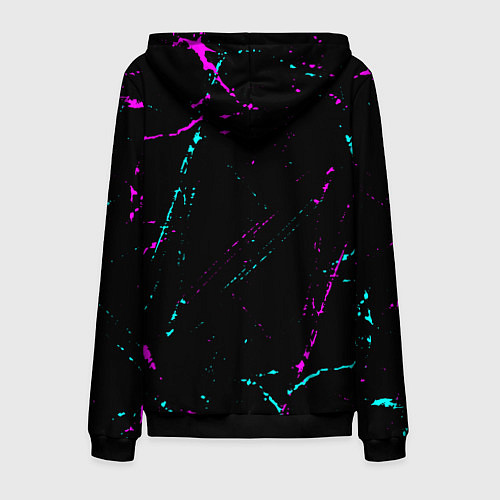 Мужская толстовка на молнии Арсений и неоновый герб России: по-вертикали / 3D-Черный – фото 2