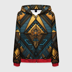Толстовка 3D на молнии мужская Узор в египетском стиле, цвет: 3D-красный