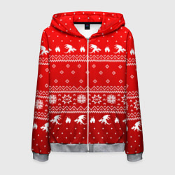 Толстовка 3D на молнии мужская Свитер с драконами - паттерн, цвет: 3D-меланж