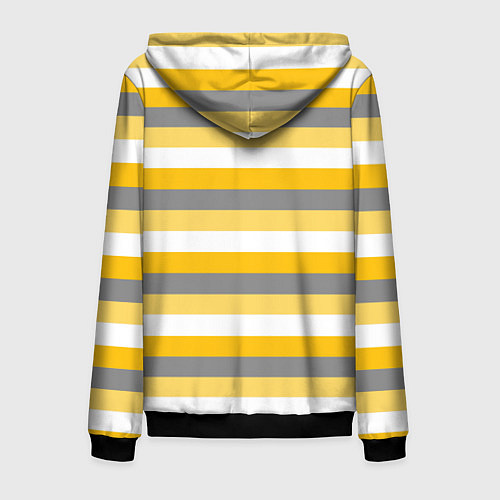 Мужская толстовка на молнии Полосатый серо-жёлтый / 3D-Черный – фото 2