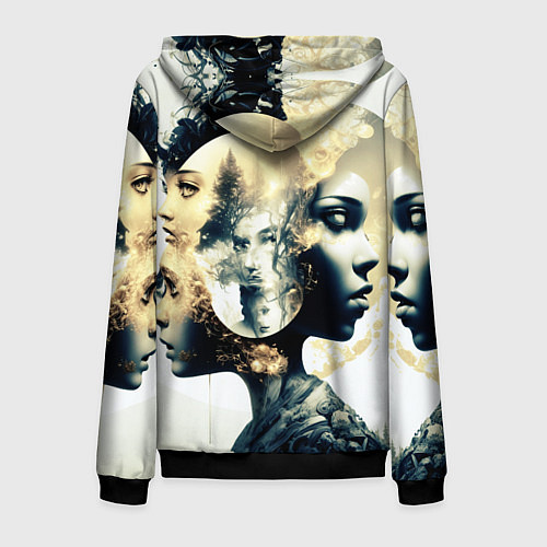 Мужская толстовка на молнии Игра разума в стиле абстрактный экспрессионизм / 3D-Черный – фото 2