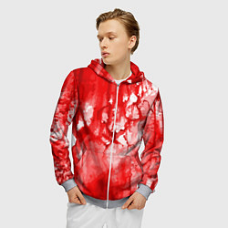 Толстовка 3D на молнии мужская Кровь на белом, цвет: 3D-меланж — фото 2