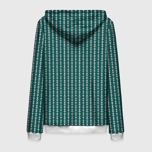 Мужская толстовка на молнии Зелёно-морской в полоску / 3D-Белый – фото 2