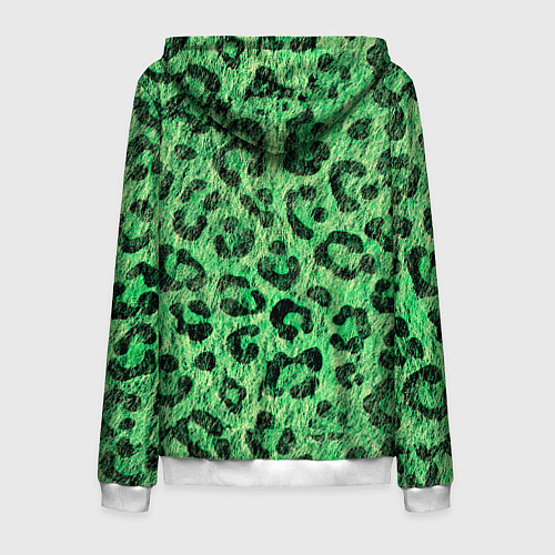 Мужская толстовка на молнии Зелёный леопард паттерн / 3D-Белый – фото 2