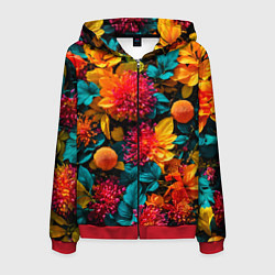 Мужская толстовка на молнии Яркие шикарные цветы узор