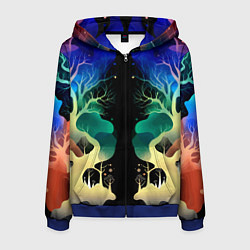 Мужская толстовка на молнии Звёздная ночь в сказочном лесу