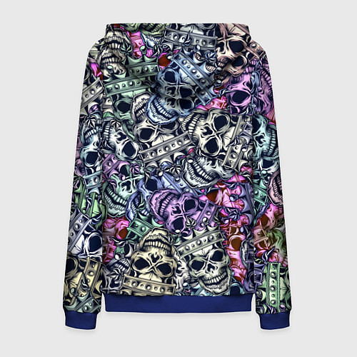 Мужская толстовка на молнии Черепа с короной паттерн / 3D-Синий – фото 2