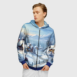 Толстовка 3D на молнии мужская Зимнее настроение, цвет: 3D-синий — фото 2