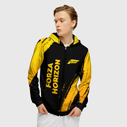 Толстовка 3D на молнии мужская Forza Horizon - gold gradient вертикально, цвет: 3D-черный — фото 2