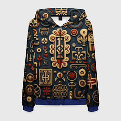 Толстовка 3D на молнии мужская Абстрактный паттерн в славянском стиле, цвет: 3D-синий