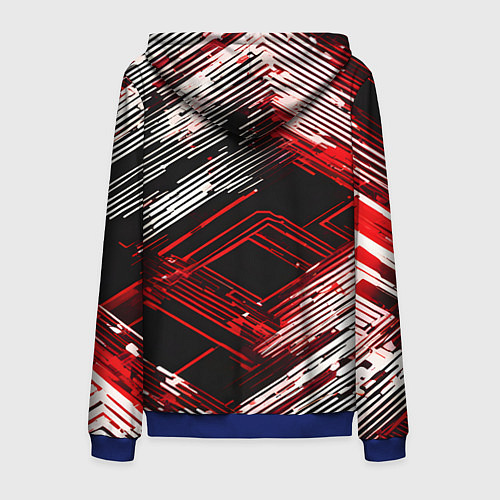 Мужская толстовка на молнии Киберпанк линии белые и красные / 3D-Синий – фото 2