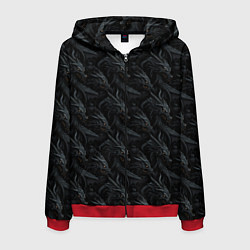 Толстовка 3D на молнии мужская Черные драконы паттерн, цвет: 3D-красный