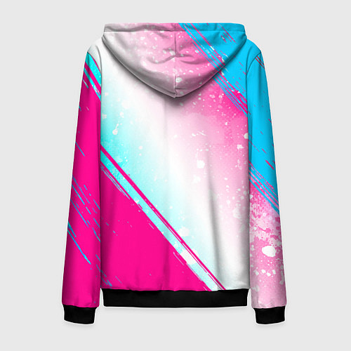 Мужская толстовка на молнии Bring Me the Horizon neon gradient style вертикаль / 3D-Черный – фото 2