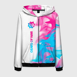 Мужская толстовка на молнии Gears of War neon gradient style по-вертикали