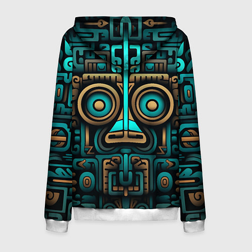 Мужская толстовка на молнии Орнамент в ацтекском стиле / 3D-Белый – фото 2