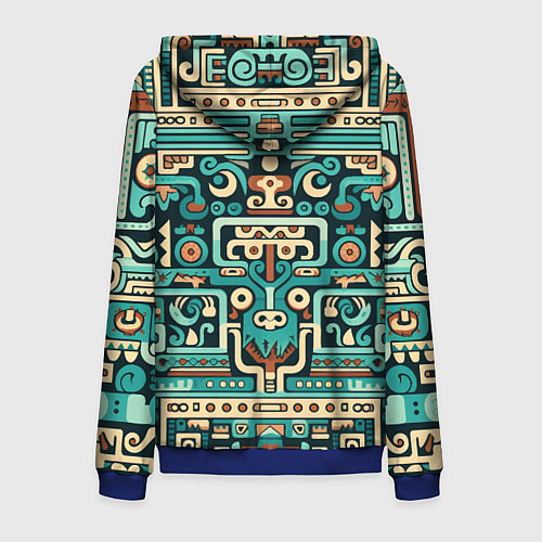 Мужская толстовка на молнии Абстрактный паттерн в ацтекском стиле / 3D-Синий – фото 2