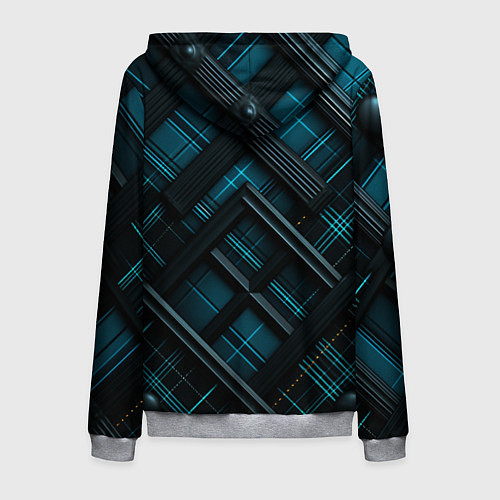 Мужская толстовка на молнии Тёмно-синяя диагональная клетка в шотландском стил / 3D-Меланж – фото 2