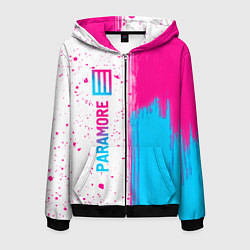 Мужская толстовка на молнии Paramore neon gradient style по-вертикали