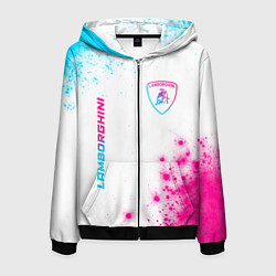 Мужская толстовка на молнии Lamborghini neon gradient style вертикально