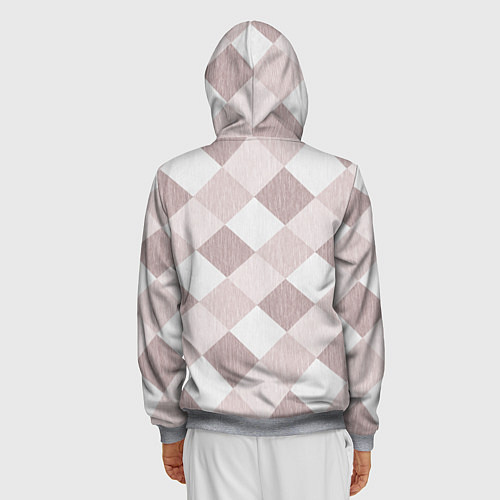 Мужская толстовка на молнии Геометрический светло коричневый узор квадраты / 3D-Меланж – фото 4