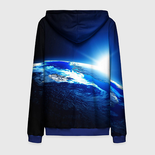 Мужская толстовка на молнии Восход солнца в космосе / 3D-Синий – фото 2