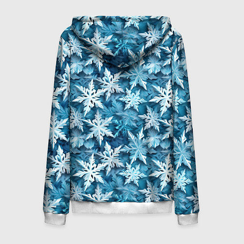 Мужская толстовка на молнии New Years pattern with snowflakes / 3D-Белый – фото 2