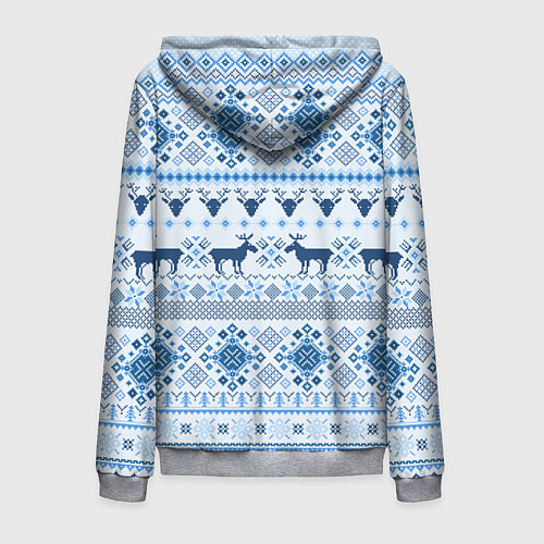 Мужская толстовка на молнии Blue sweater with reindeer / 3D-Меланж – фото 2