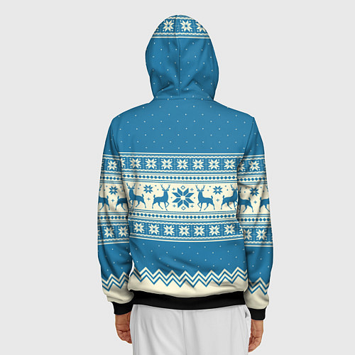 Мужская толстовка на молнии Sweater with deer on a blue background / 3D-Черный – фото 4