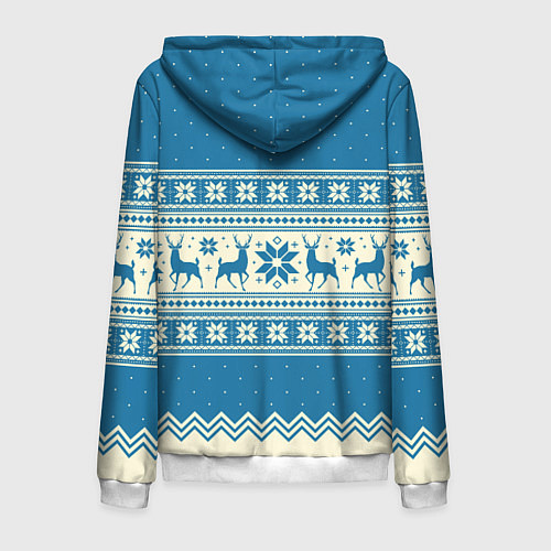 Мужская толстовка на молнии Sweater with deer on a blue background / 3D-Белый – фото 2