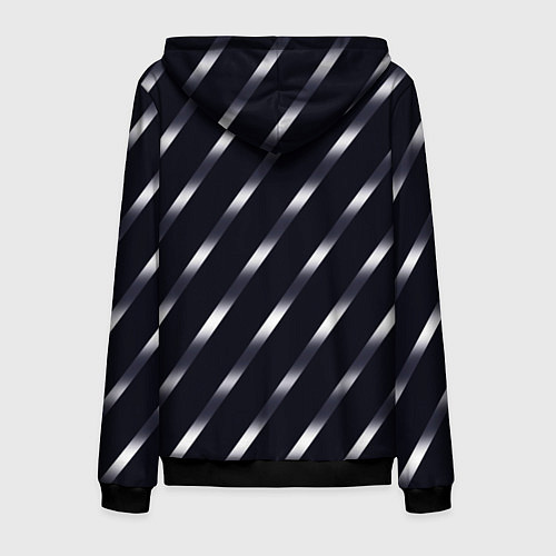 Мужская толстовка на молнии Чёрно-фиолетовый переливающиеся полосы / 3D-Черный – фото 2