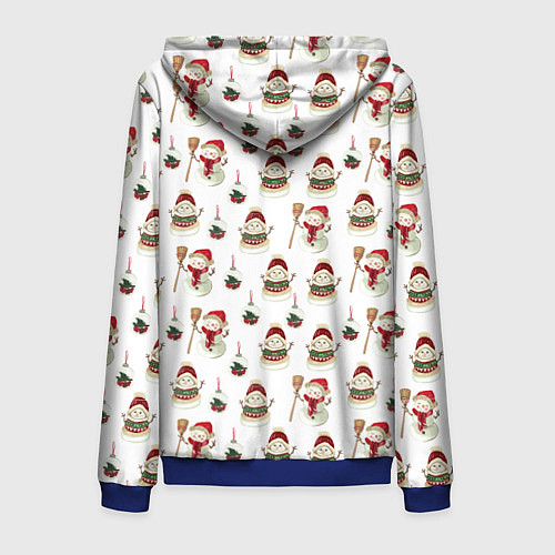 Мужская толстовка на молнии Новогодние снеговики / 3D-Синий – фото 2