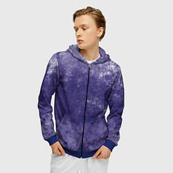 Толстовка 3D на молнии мужская Абстракция - violet color background, цвет: 3D-синий — фото 2