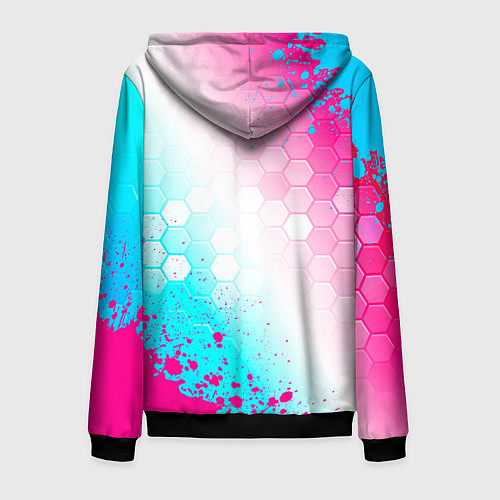 Мужская толстовка на молнии The Witcher neon gradient style вертикально / 3D-Черный – фото 2