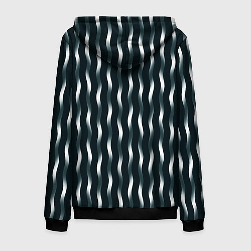 Мужская толстовка на молнии Переливающиеся волны тёмно-зелёный / 3D-Черный – фото 2