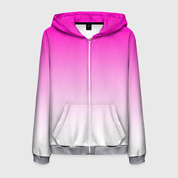 Толстовка 3D на молнии мужская Розово-белый градиент, цвет: 3D-меланж