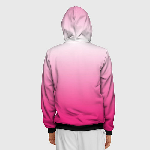 Мужская толстовка на молнии Бело-розовый градиент / 3D-Черный – фото 4