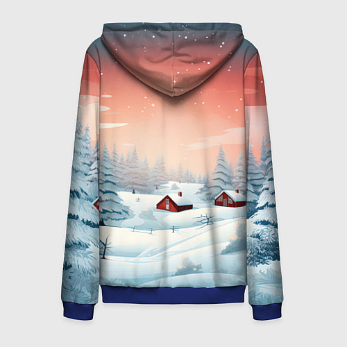 Мужская толстовка на молнии Погружение в зимнюю атмосферу / 3D-Синий – фото 2