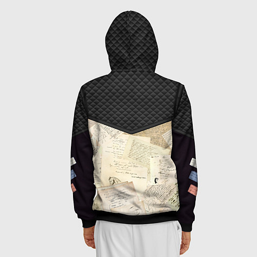 Мужская толстовка на молнии Черновики Пушкина / 3D-Черный – фото 4