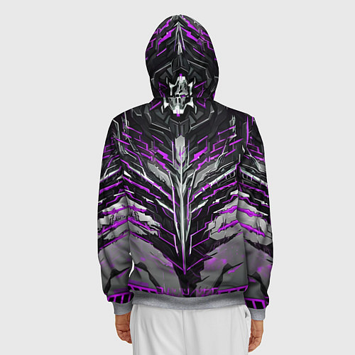 Мужская толстовка на молнии Киберпанк доспех фиолетовый / 3D-Меланж – фото 4