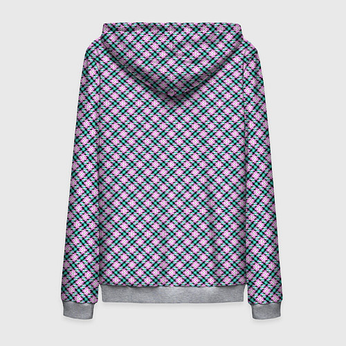 Мужская толстовка на молнии Фиолетовая - розовая клетка / 3D-Меланж – фото 2