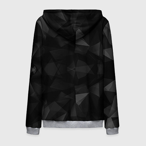 Мужская толстовка на молнии Красный дракон на полигональном черном фоне / 3D-Меланж – фото 2