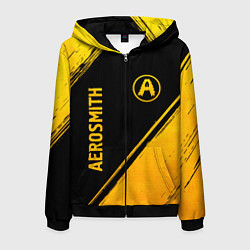 Толстовка 3D на молнии мужская Aerosmith - gold gradient вертикально, цвет: 3D-черный