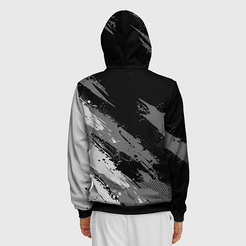 Мужская толстовка на молнии Volvo - монохромный серый / 3D-Черный – фото 4