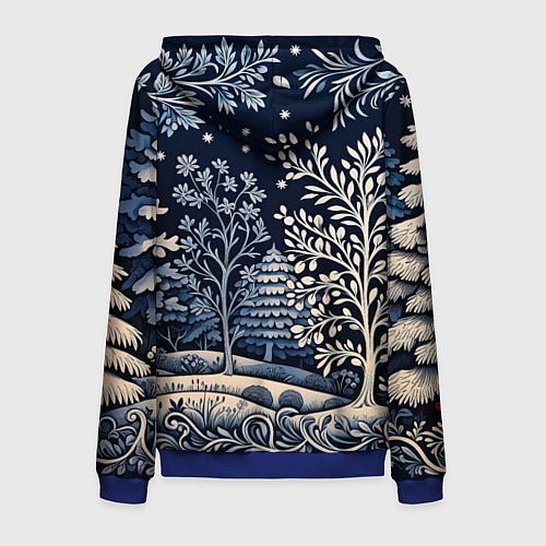 Мужская толстовка на молнии Ледяные узоры нового года / 3D-Синий – фото 2