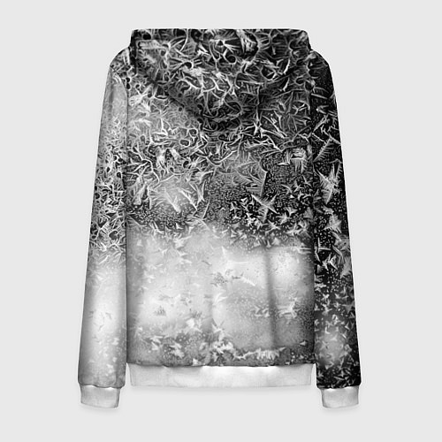 Мужская толстовка на молнии Серый лёд и снежинки / 3D-Белый – фото 2
