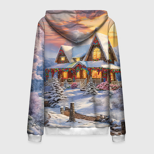 Мужская толстовка на молнии Звездная полночь подарков / 3D-Белый – фото 2