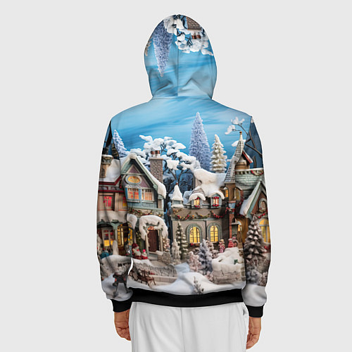 Мужская толстовка на молнии Северное сияние торжества / 3D-Черный – фото 4