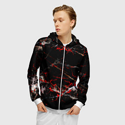 Толстовка 3D на молнии мужская Красные узоры, цвет: 3D-белый — фото 2